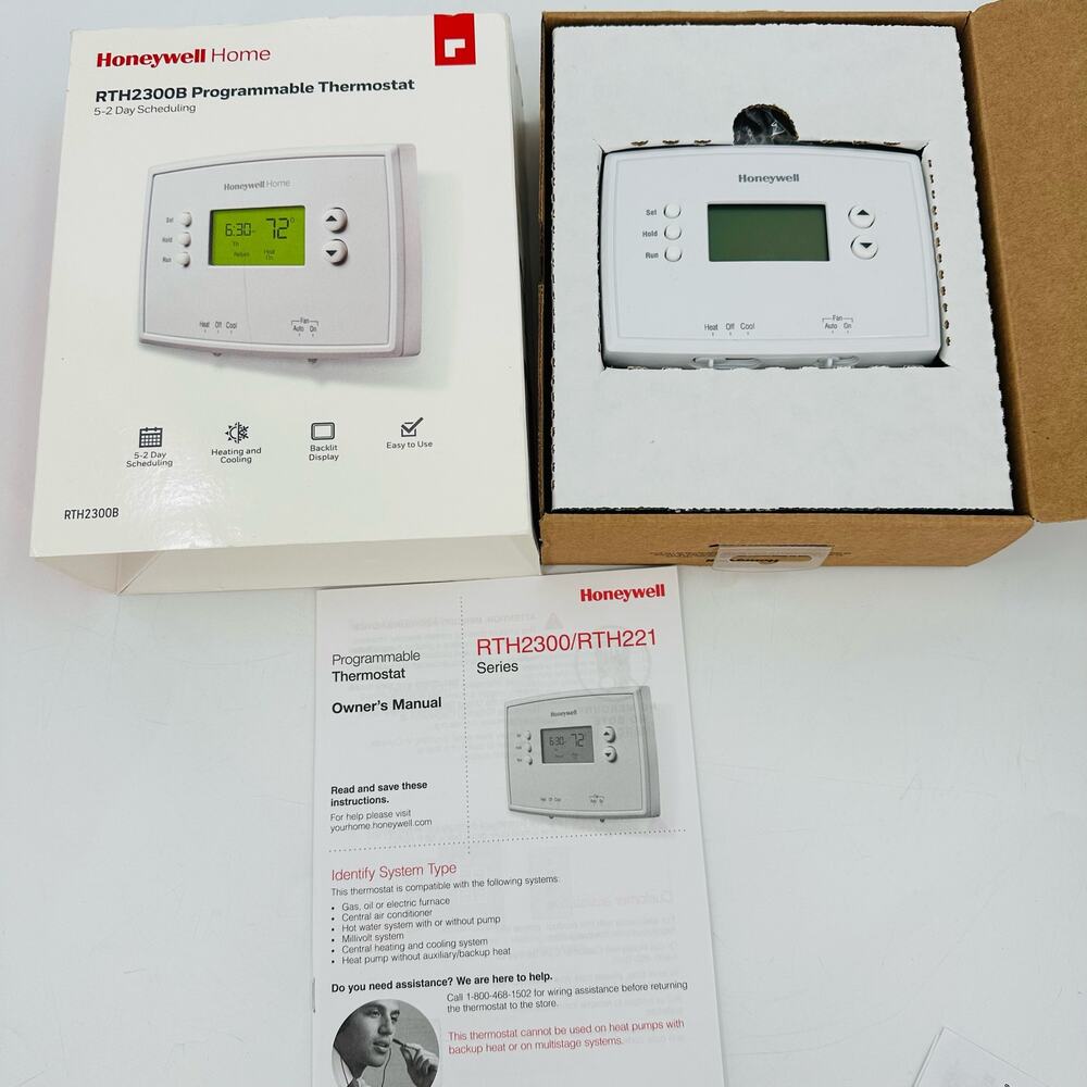 Honeywell Programmable Digital Thermostat Heating & Cooling RTH2300B Backlit